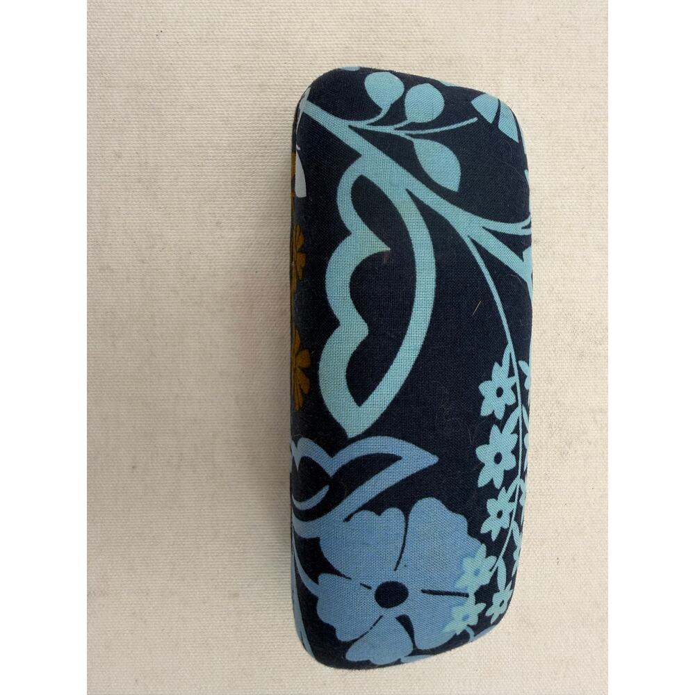 Vera Bradley Java Floral Hard Clamshell Eyeglasses Case Navy Blue